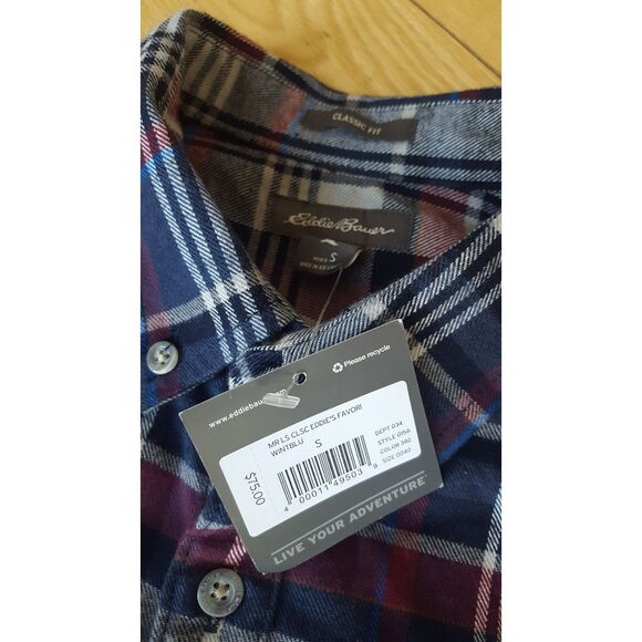 Eddie Bauer Mens Plain Classic cut Flannel Shirt, size S hunt‎ outdoors active - Picture 2 of 7